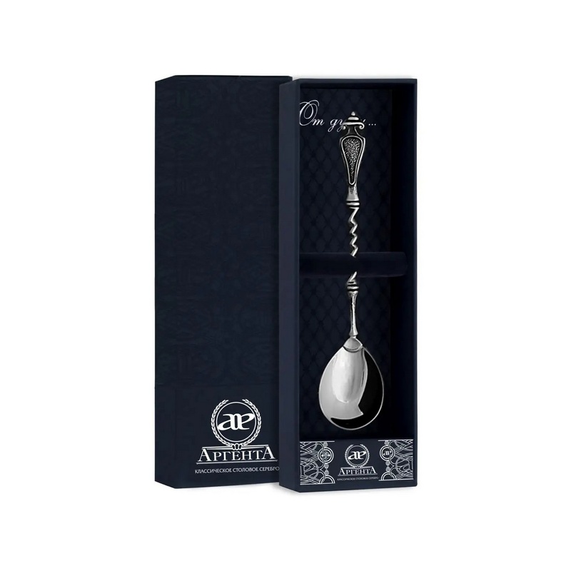 картинка Ложка чайная Витая черн. + футляр