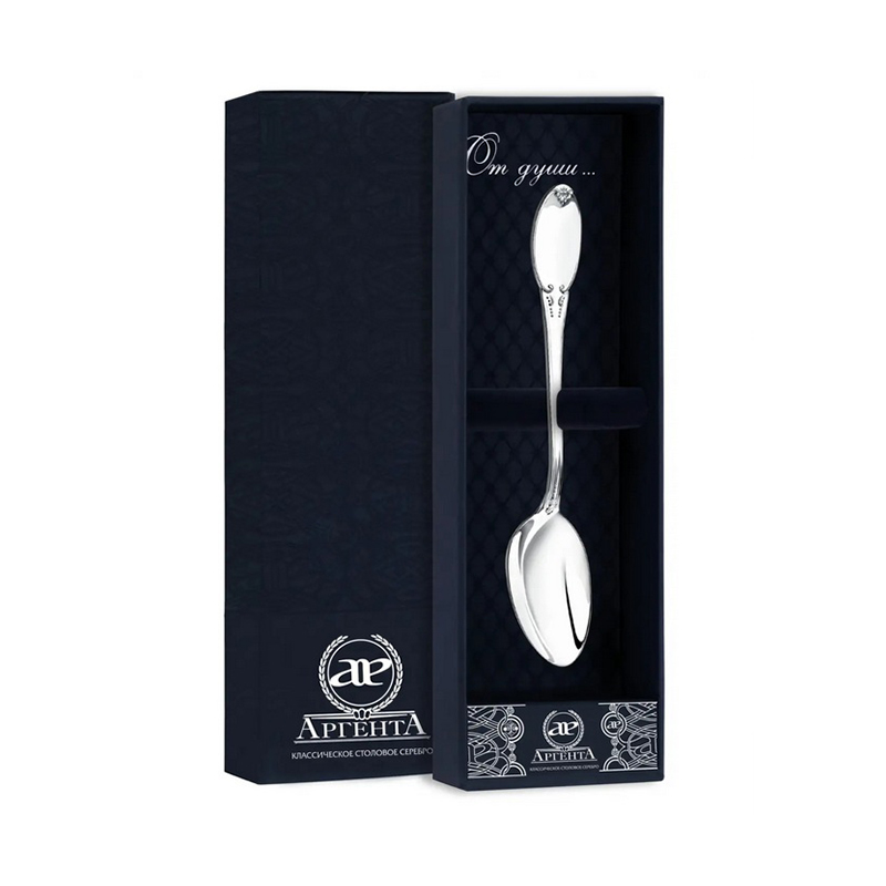 картинка Ложка кофейная Гладкая + футляр