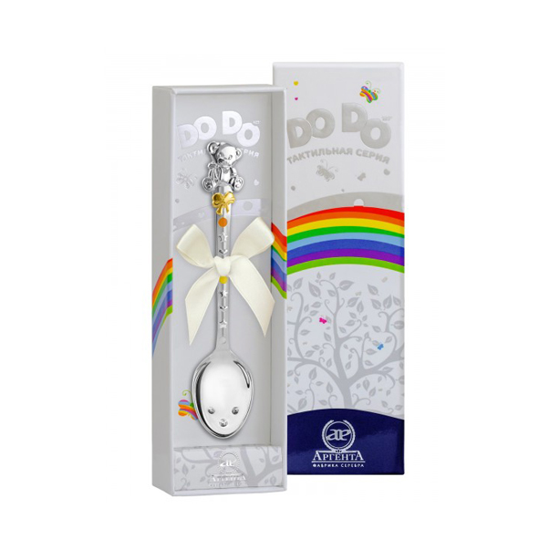 картинка Ложка детская DODO Мишка с бантом ч/п с эмалью + футляр