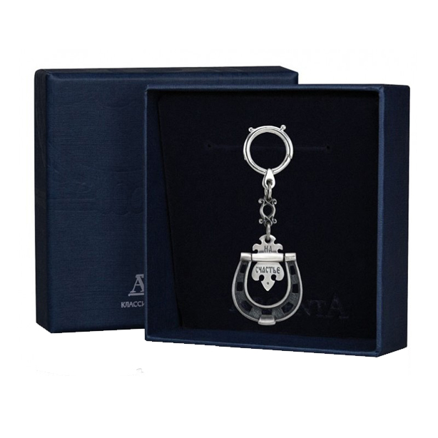 картинка Брелок д/ключей Подкова на счастье черн.+футляр