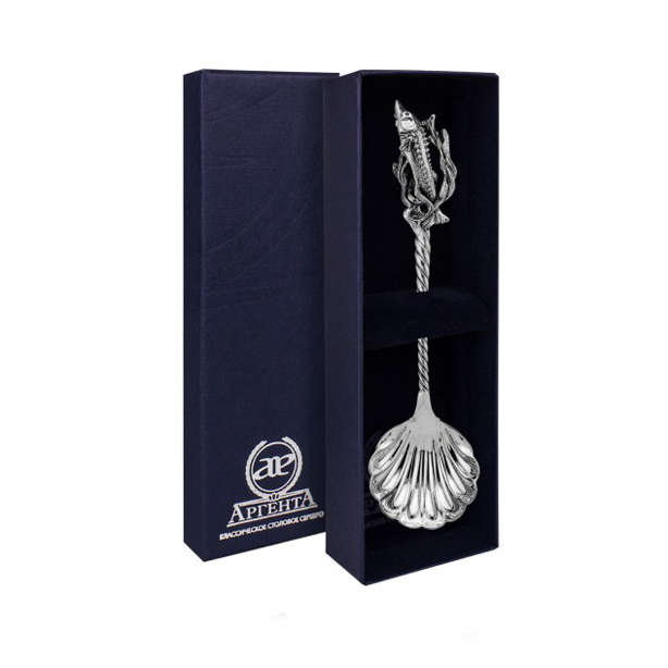 картинка Ложка д/икры Осетр с черн+футляр