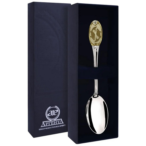 картинка Ложка чайная с логотипом Рыбы + футляр